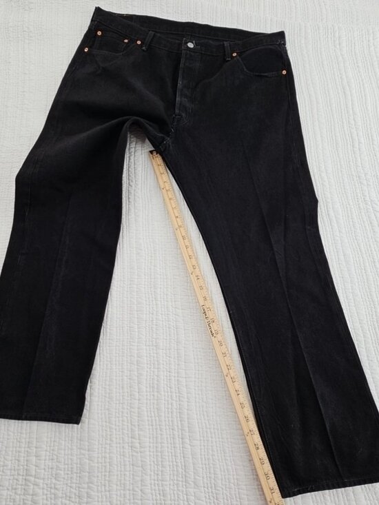 Levi's 501 Jeans Men's 44x32 Black Button Fly Straight Leg Classic Fit - Picture 16 of 16